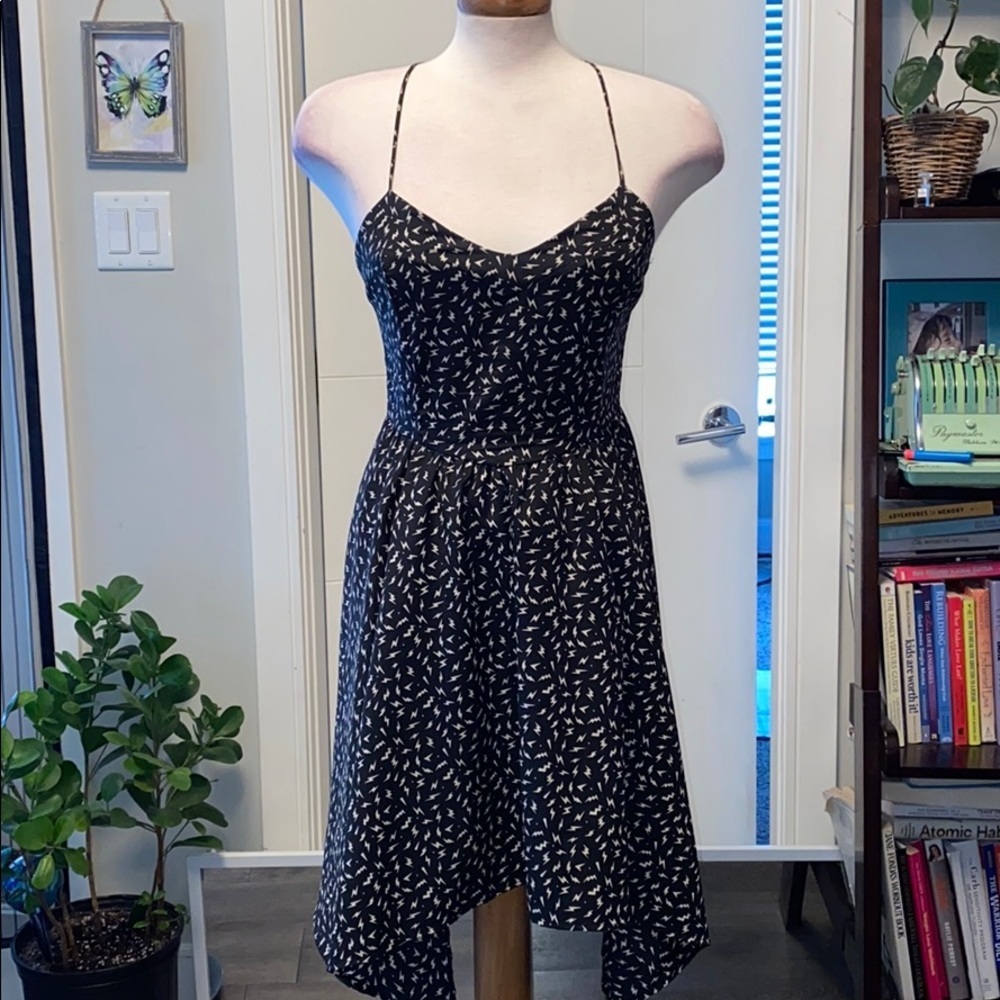 Lush smocked black lightning bolt dress